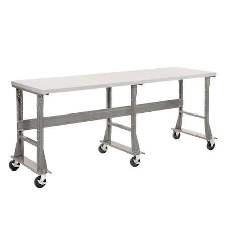 Global Industrial Extra Long Mobile Workbench, 96 x 30in, Flared Leg, Laminate Square Edge 601428A